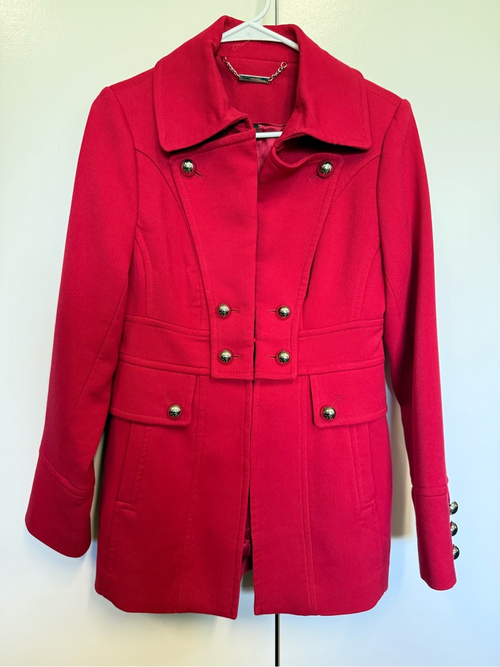 White House Black Market Red Pea Coat - ringmaster costume - tailored